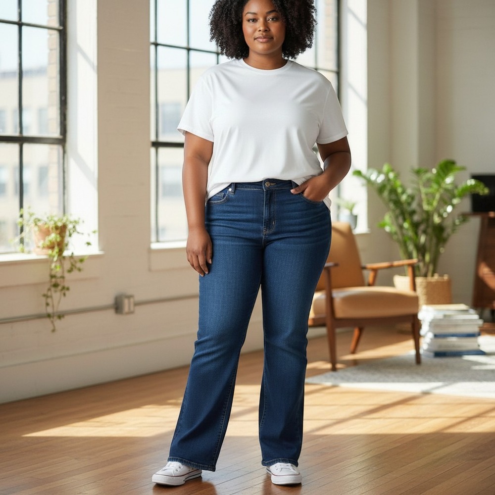 Levi's Classic Straight Jeans 24W Blue Excellent Plus Size WaterLess‎ Denim